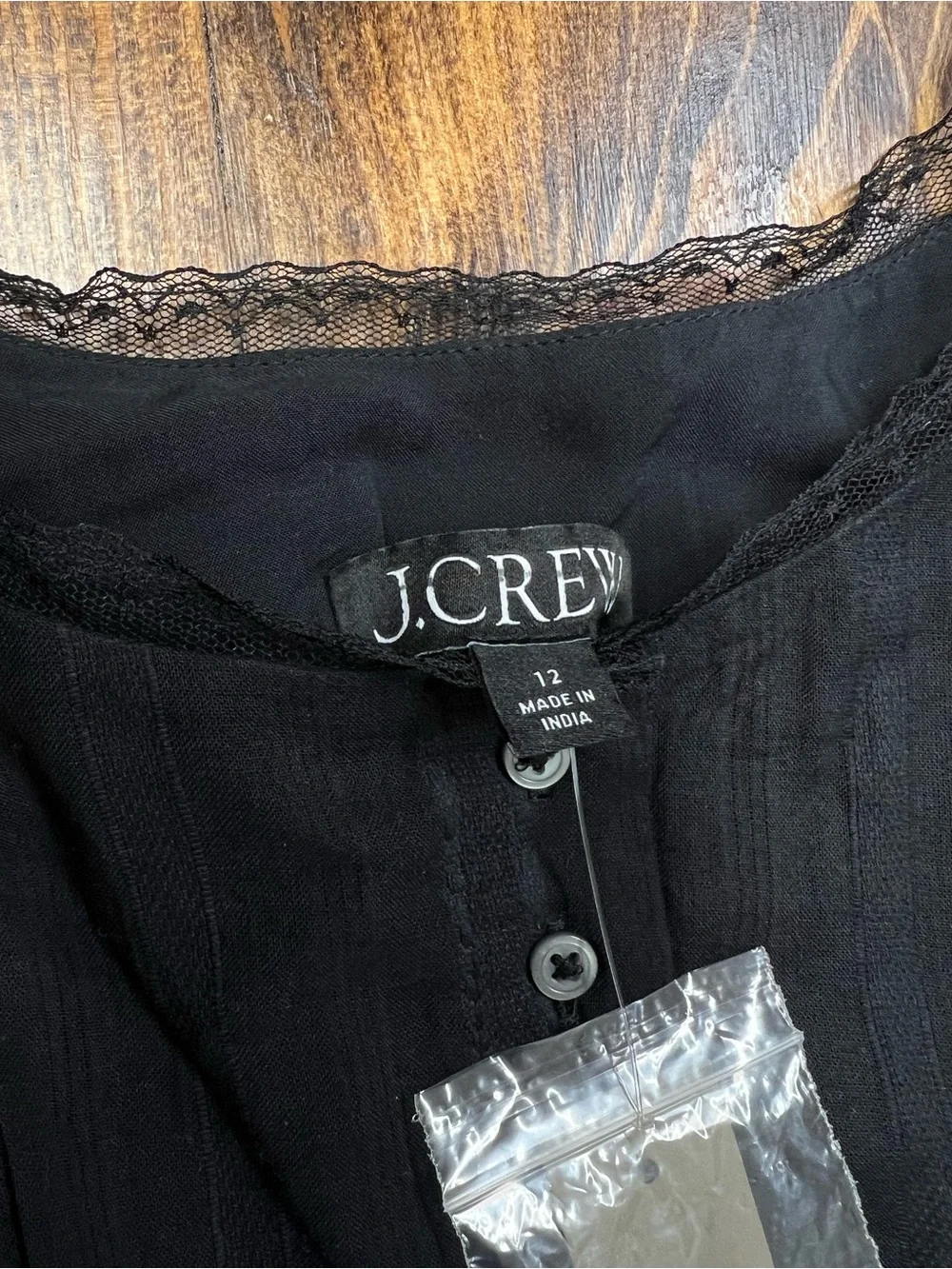 J. Crew Lace-trim pintuck midi dress in cotton dobby in Black Size 12 NWT